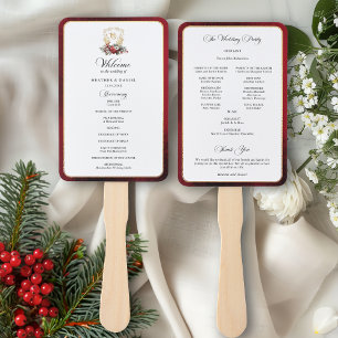 Abanico Elegante programa de caligrafía de bodas rojas y d