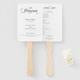 Abanico Elegante programa de caligrafía de la boda blanca