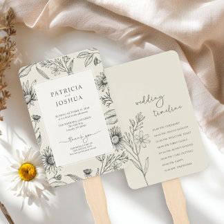 Abanico Elegante programa de casamiento con flores silvest