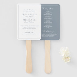 Abanico Elegante programa de casamiento con guion azul y t