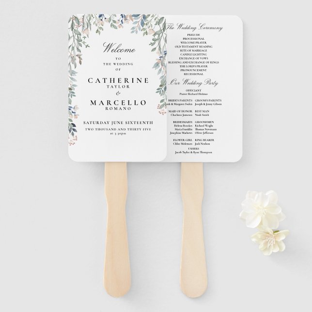 Abanico Elegante programa de cascadas florales (Anverso y reverso)