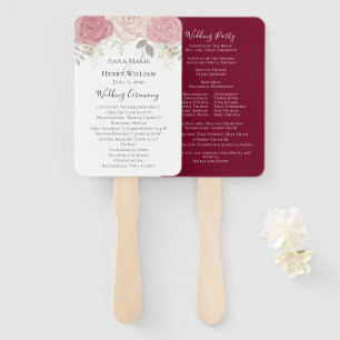 Abanico Elegante programa de matrimonio de Rosas florales