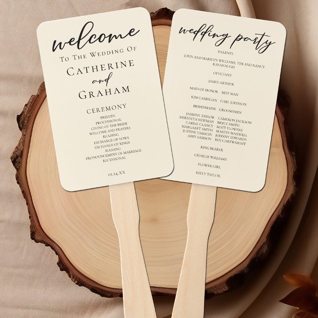 Abanico Elegante programa de matrimonio marfil simple de t (Subido por el creador)