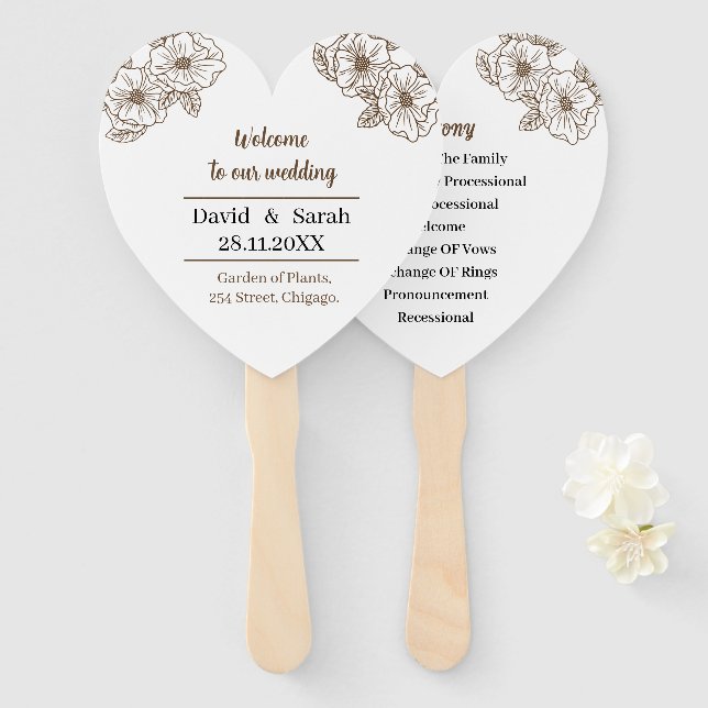 Abanico Elegante programa de matrimonio personalizado de f (Anverso y reverso)