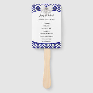Abanico Elegante programa de matrimonio Royal Blue Damask