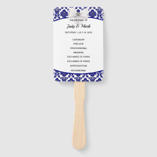 Abanico Elegante programa de matrimonio Royal Blue Damask