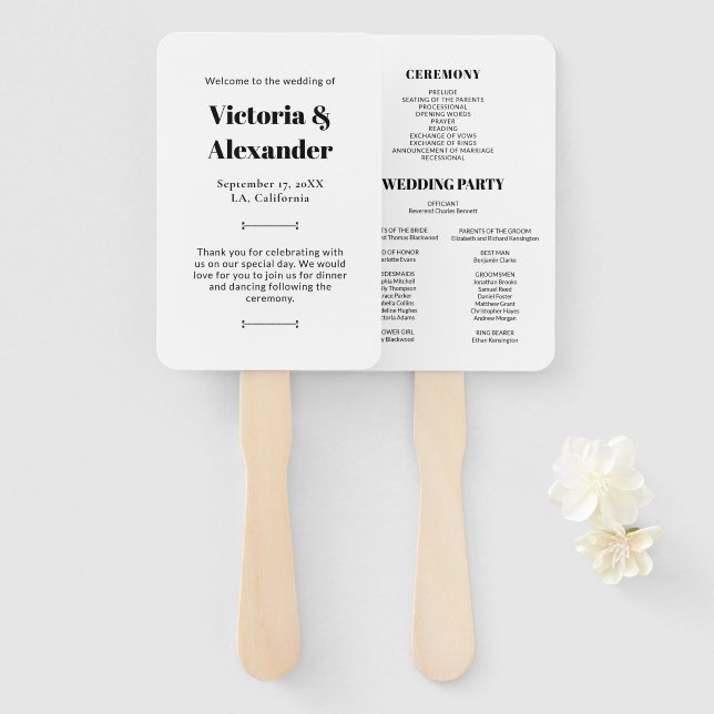 Abanico Elegante programa de Moda de matrimonio simple en  (Anverso y reverso)