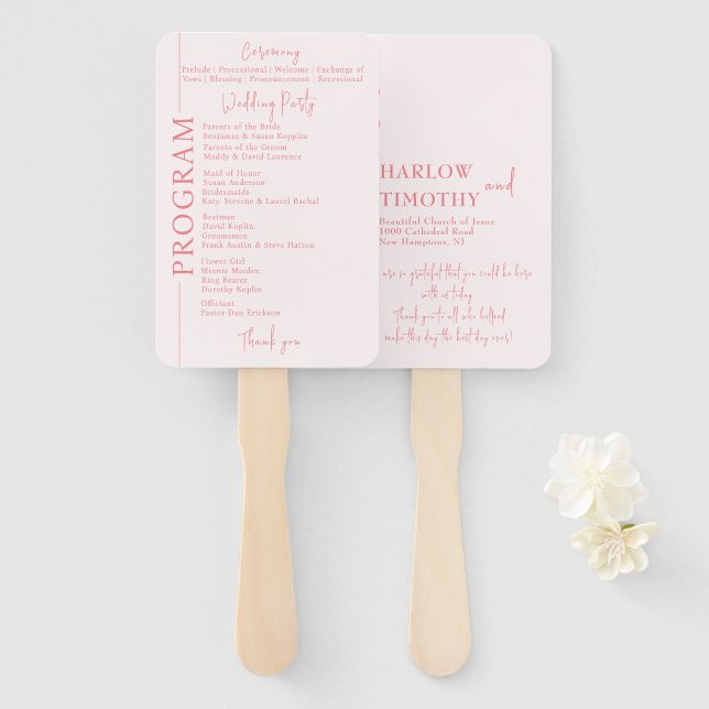 Abanico Elegante programa de Rubor Romantic Script Pink We (Anverso y reverso)