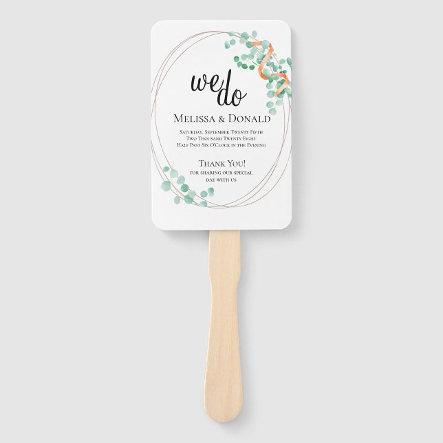 Abanico Elegante programa floral Eucalyptus Greenery Peach (Anverso)