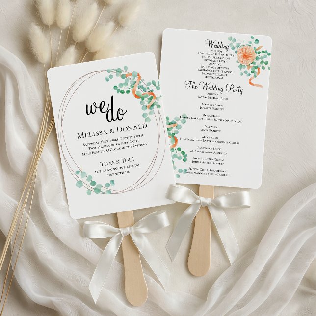 Abanico Elegante programa floral Eucalyptus Greenery Peach (Subido por el creador)