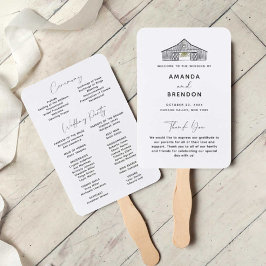 Abanico Elegante programa Minimalista de bodas de granero