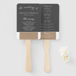 Abanico Elegante programa moderno de bodas gris-beige