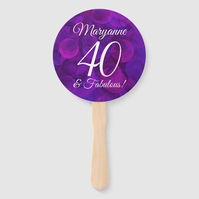 Abanico Elegante púrpura 40 y fabulosa fiesta de cumpleaño (Anverso)