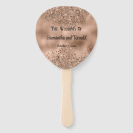 Abanico Elegante Rosa de Faux Purpurina de Oro y Boda de R