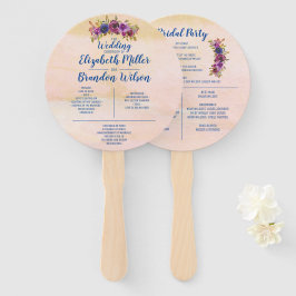 Abanico Elegante Rosa Floral Acuarela Boda