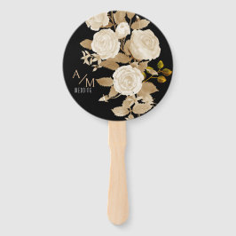 Abanico Elegante Rosa Monograma Negro