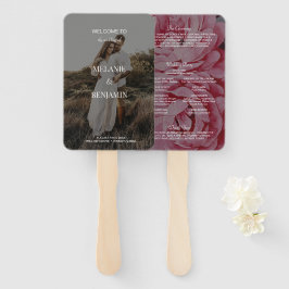 Abanico Elegante Rosa Romántico Programa de Boda Floral Ro