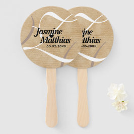 Abanico Elegante Rústico Vintage Monograma de Arpillera pa