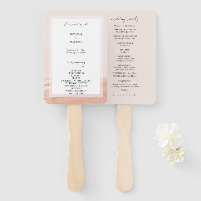 Abanico Elegante Terracota Ombre Acuarela (Anverso y reverso)