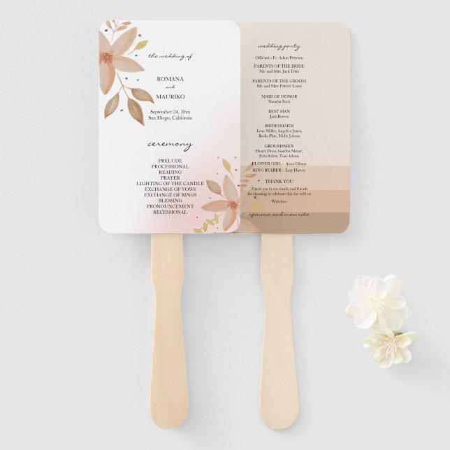 Abanico Elegante Terracota Rubor Watercolor Art (Anverso y reverso)