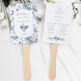 Abanico Elegante toile floral azul francés grabado