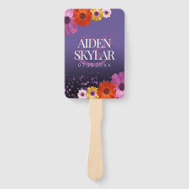 Abanico Elegantes Daisies con Boda Purpurina Púrpura