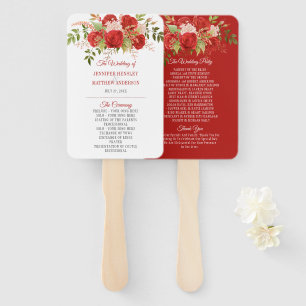 Abanico Elegantes rosas rojas de invierno y Boda verde