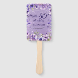 Abanico Elegantes violetas moradas florales 80 cumpleaños