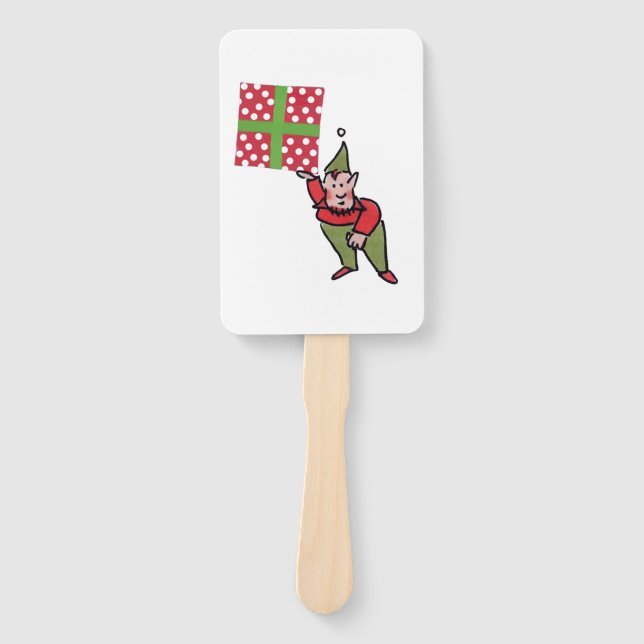 Abanico Elf With Polka Dot Gift rectangle hand fans (Anverso)