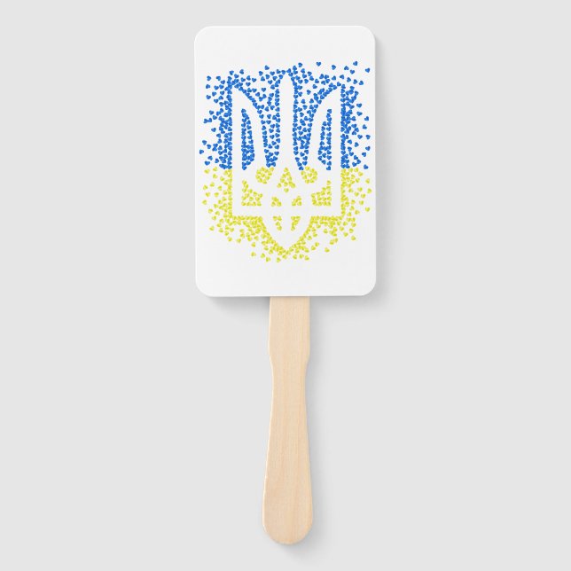 Abanico Emblema ucraniano trident tryzub esparce corazones (Anverso)