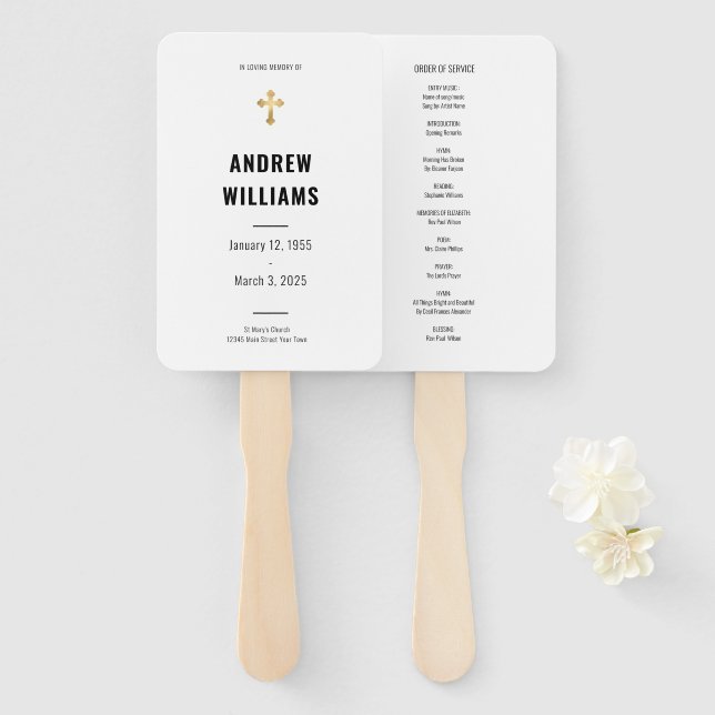 Abanico En el programa funeral de la memoria amorosa Blanc (Anverso y reverso)