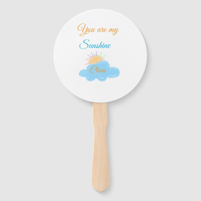 Abanico eres mi sol naranja amarillo  nubes de rayos solar (Anverso)