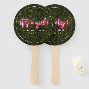 Abanico Es un Chica Oh bebé Rosa Neon Baby Shower