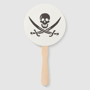 Abanico Espadas de cráneo de obsidiana Bandera pirata de C