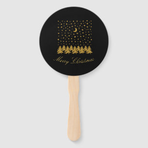 Abanico Espeluznante árbol de Navidad dorado, luna, estrel