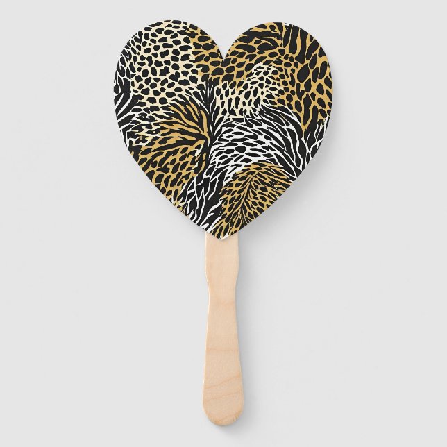 Abanico Estampado Animal Mixto Cebra Leopardo Tigre (Anverso)