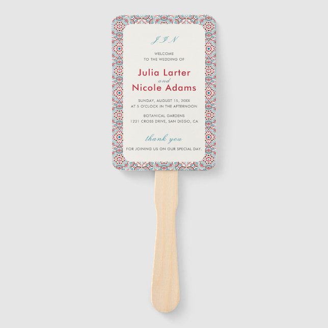 Abanico Estilo geométrico parquear Boda metálico de cobre (Anverso)