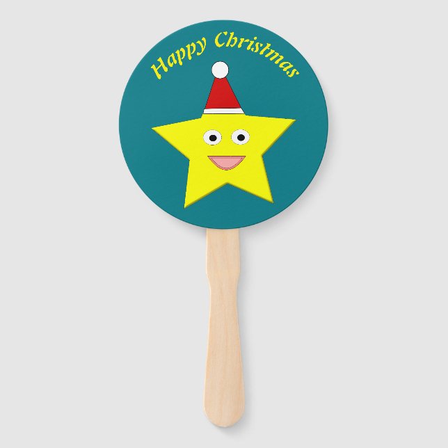 Abanico Estrella feliz de pequeños Navidades personalizada (Anverso)