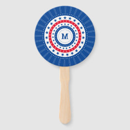 Abanico Estrellas en rojo, blanco y azul con monograma
