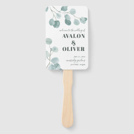 Abanico Eucalipto de plata Dólar Gracias Boda