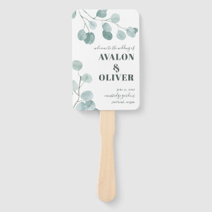 Abanico Eucalipto de plata Dólar Gracias Boda