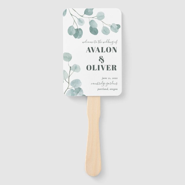 Abanico Eucalipto de plata Dólar Gracias Boda (Anverso)