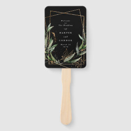 Abanico Eucaliptus negro geométrico