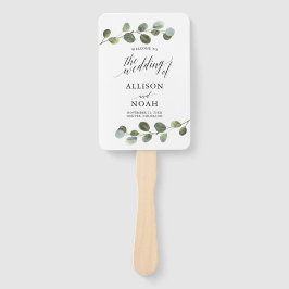 Abanico Eucalyptus acuarela moderna programa de bodas