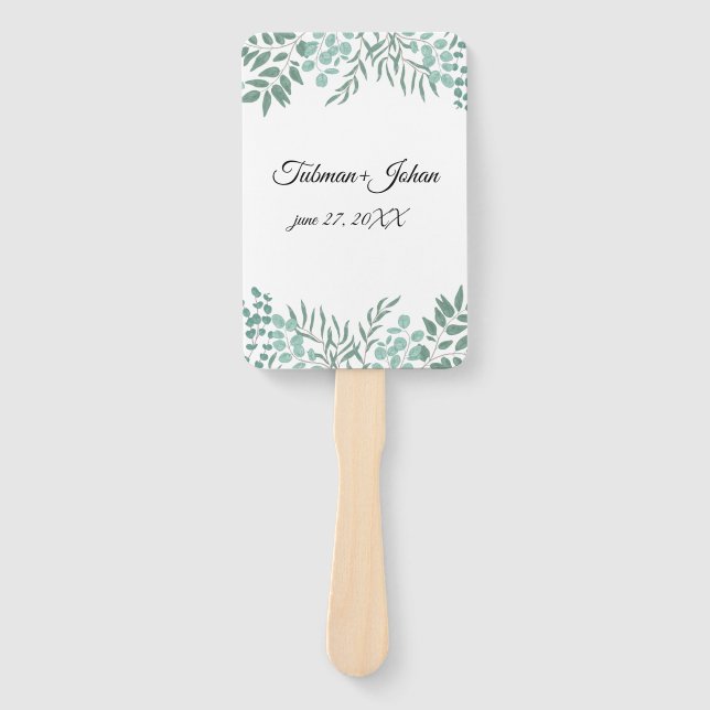 Abanico Eucalyptus Rustic Greenery Boda (Anverso)