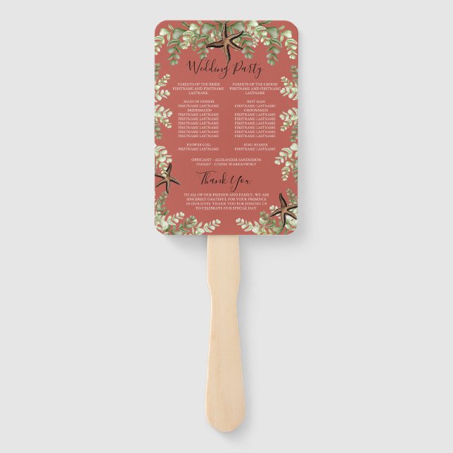 Abanico Eucalyptus Starfish otoño terracotta de otoño (Reverso)