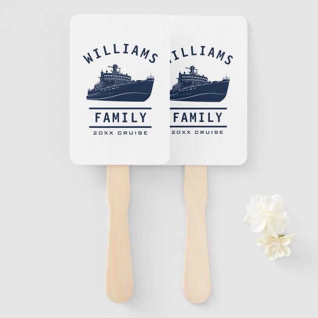 Abanico Familia divertida Reunión vacaciones verano barco  (Anverso y reverso)