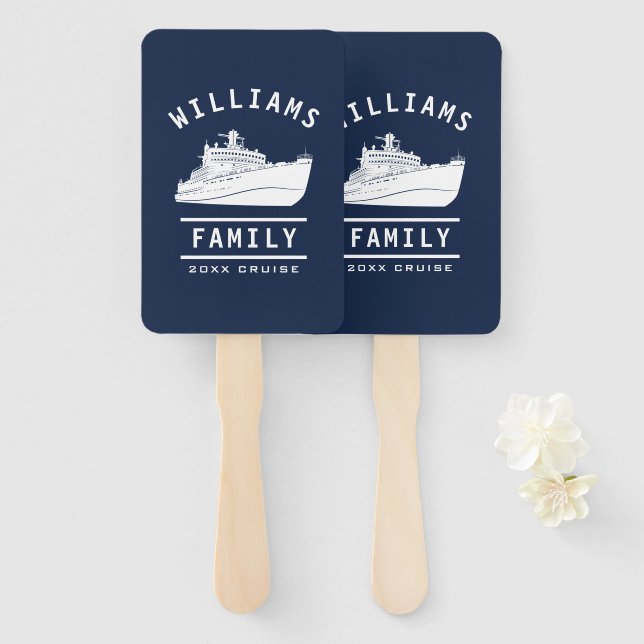 Abanico Familia divertida Reunión vacaciones verano crucer (Anverso y reverso)