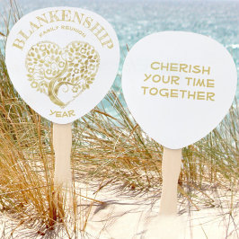 Abanico Familia personalizado Reunión Árbol de Corazón Oro