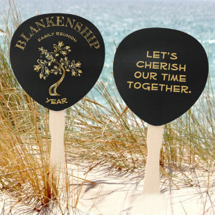 Abanico Familia personalizado Reunión Árbol de oro negro d